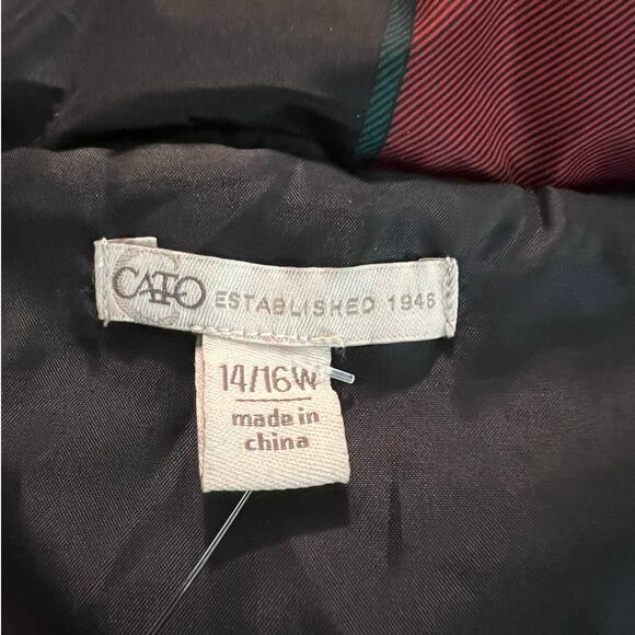 Cato Women's Puffer Vest in Orange Blue Plaid Full Zipper Size 14/16 Women's - Picture 5 of 7